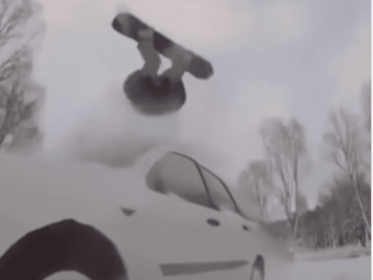 Watch: Snowboarder Does A Backflip Off Moving Car - Snowboarder