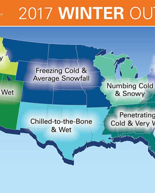 Farmers' Almanac 2017-2018 Winter Weather Forecast - Snowboarder