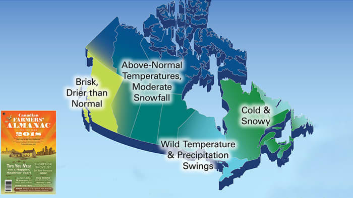 Canada Winter Weather Forecast Farmers Almanac 2017 2018 Snowboarder 