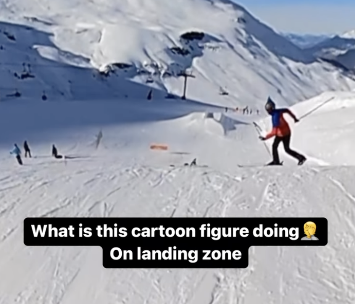 Look Skier Gets Wrecked For Breaking Golden Rule Of Terrain Parks Snowboarder