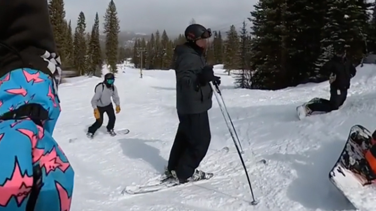 Look: Angry Skier Confronts Snowboarders For Lame Stunt - Snowboarder