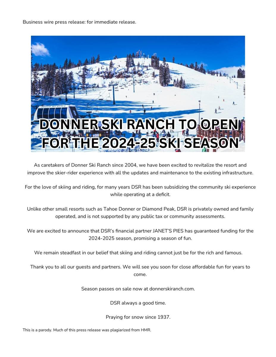 Donner Ski Ranch, California Throws Shade at Lake Tahoe Ski Areas ...